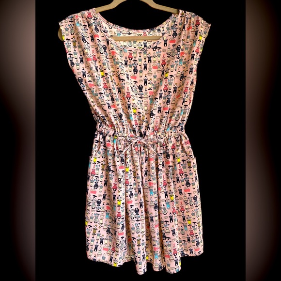 HARAJUKU vibe mini dress very KAWAII muted pink with playful design size S/M - Picture 4 of 11